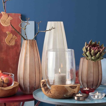 Leonardo - Lampion z tekową podstawą 45 cm Terra