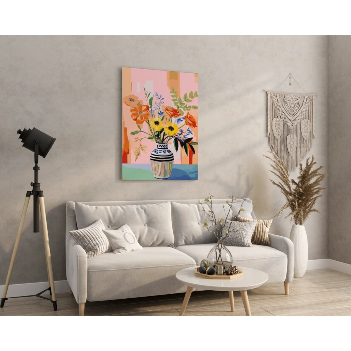 Malowanie po numerach, zestaw DIY – KWIATY W WAZONIE 50x70 cm- Produkt PL