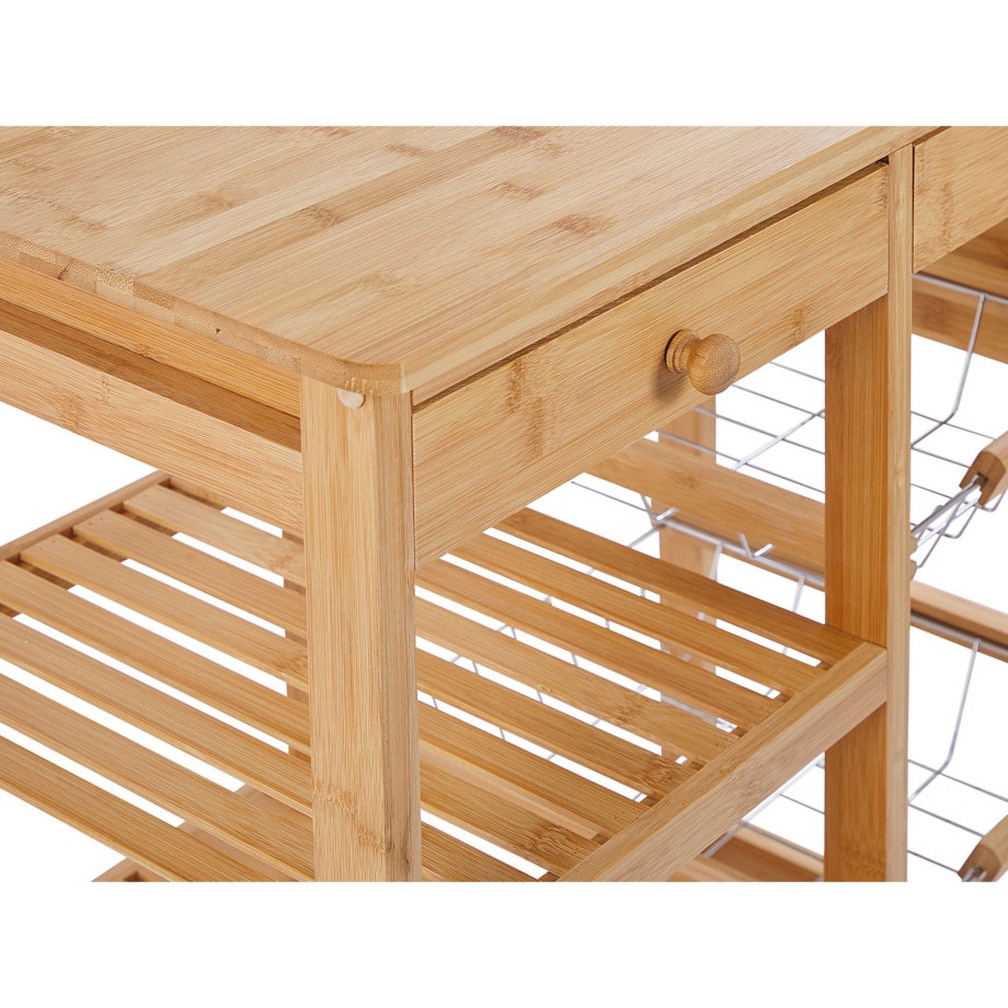 Bambusowy wózek kuchenny 2 szuflady jasne drewno MORINO