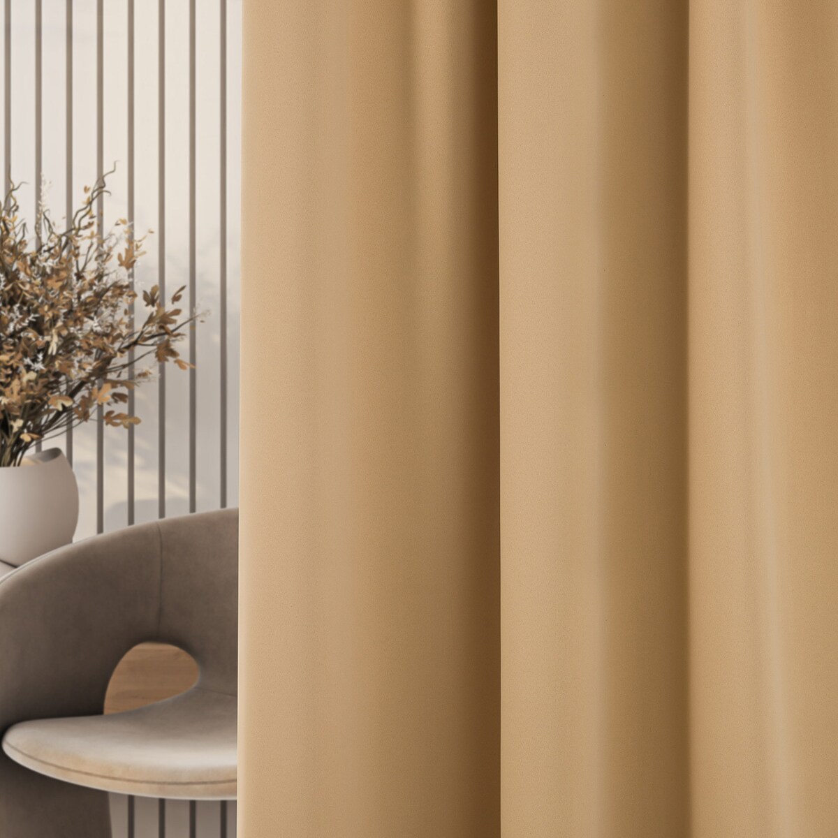 Zasłona zaciemniająca na taśmie marszczącej złocisty beż 140 x 280cm 1 szt. 140x280 beżowy