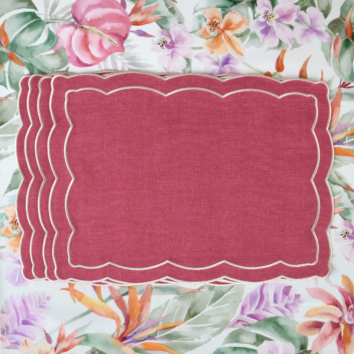 Haftowane podkładki Magenta Onde - 4 sztuki