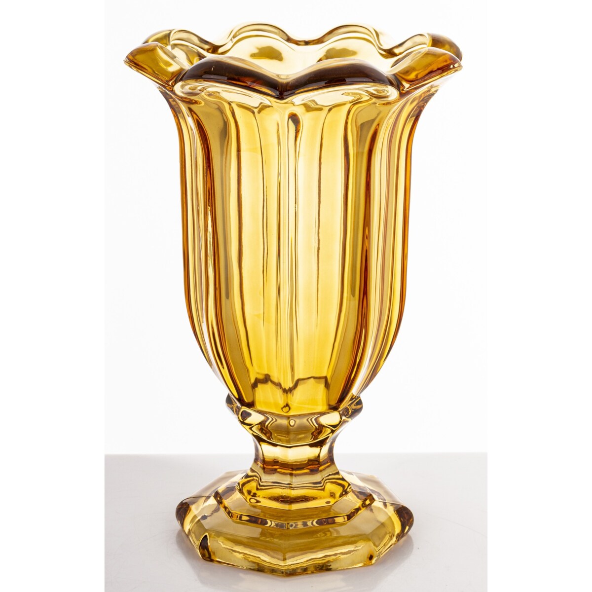 Wazon szklany 32x20x20 cm TAZZA-2 na nóżce bursztynowy