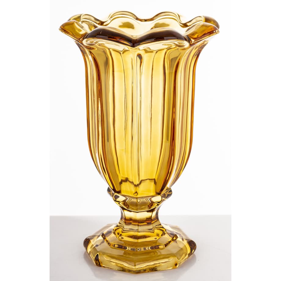 Wazon szklany 32x20x20 cm TAZZA-2 na nóżce bursztynowy