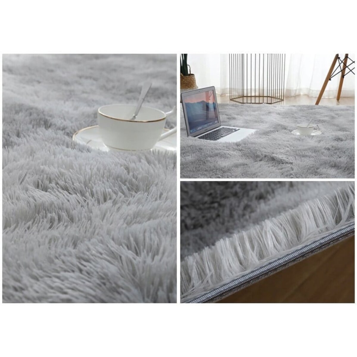 Dywan pluszowy shaggy włochacz szary 120x170 cm miękki do salonu futrzany