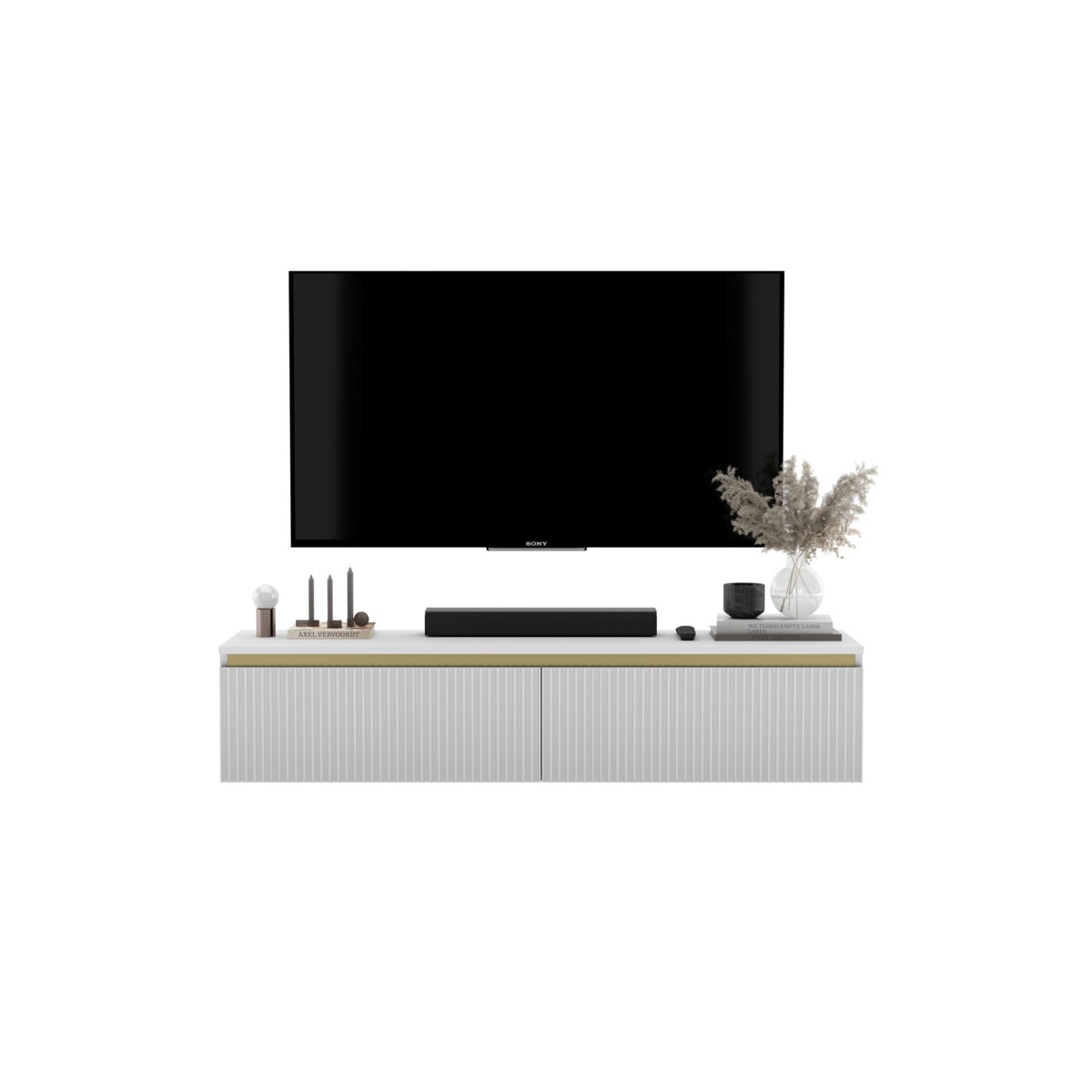 Nowoczesna Wisząca Szafka RTV Glamour Komoda RTV Biały Mat 140 cm