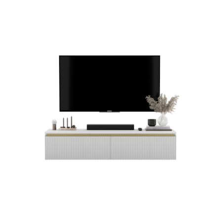 Nowoczesna Wisząca Szafka RTV Glamour Komoda RTV Biały Mat 140 cm