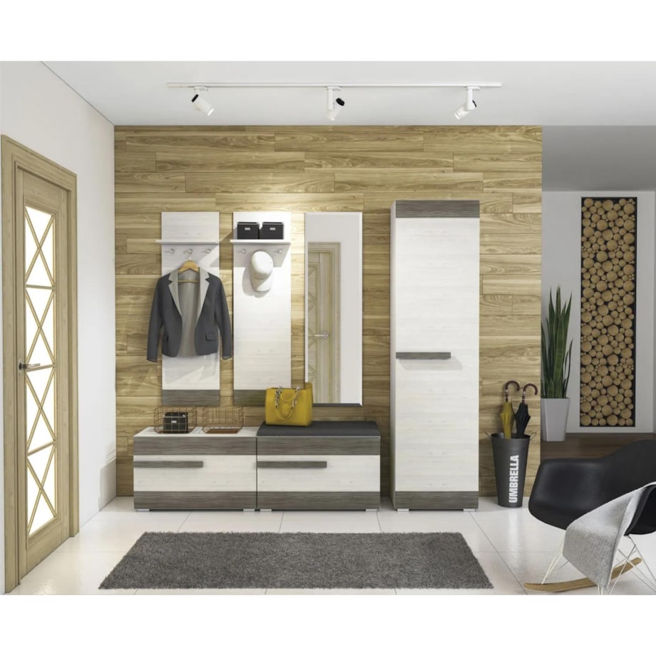 Wieszak do przedpokoju BIANKA sosna śnieżna/szary