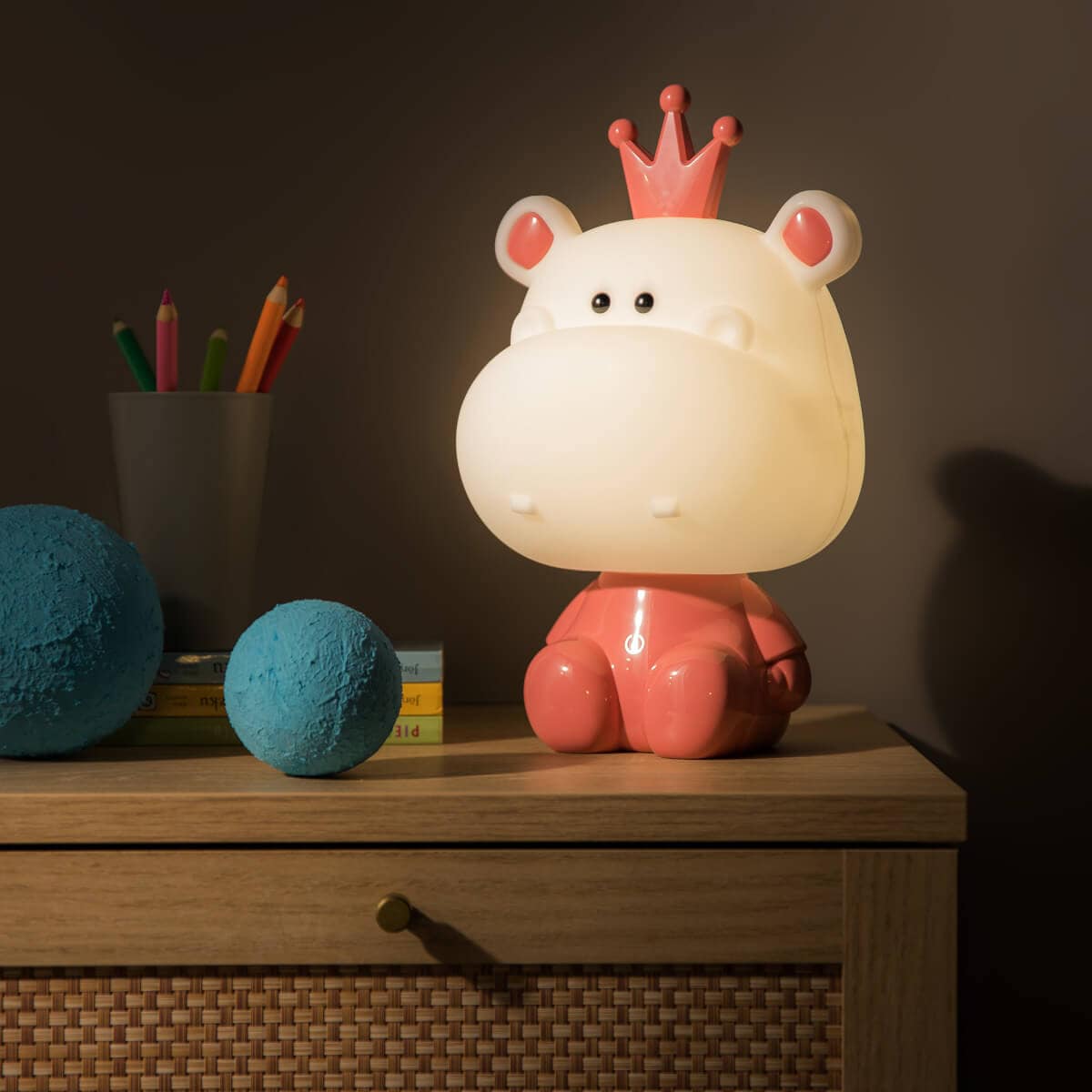 Stołowa lampka dekoracyjna Hippo KDR-613B-PK Zumaline LED 3W 4000K różowa biała