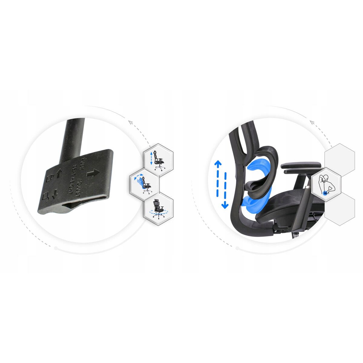 Fotel biurowy ergonomiczny NEOVA szary z podnóżkiem