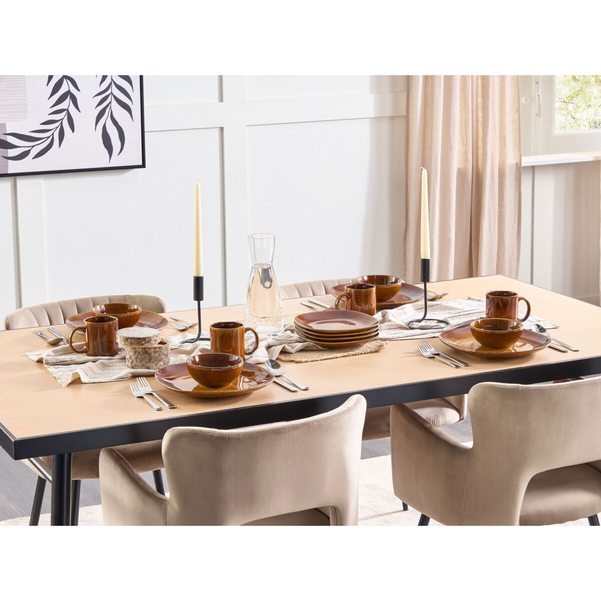 16-częściowy zestaw naczyń z kamionki złoty brąz TURMERIC