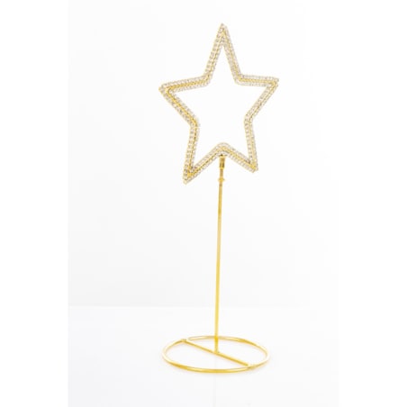 Dekoracja - 2 szt. stojąca GWIAZDA 22x10x7,5 cm na złotej podstawce