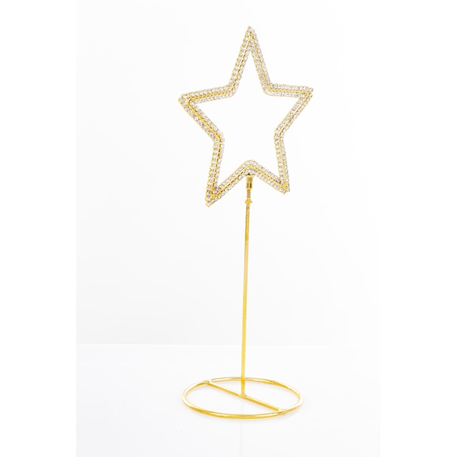 Dekoracja - 2 szt. stojąca GWIAZDA 22x10x7,5 cm na złotej podstawce