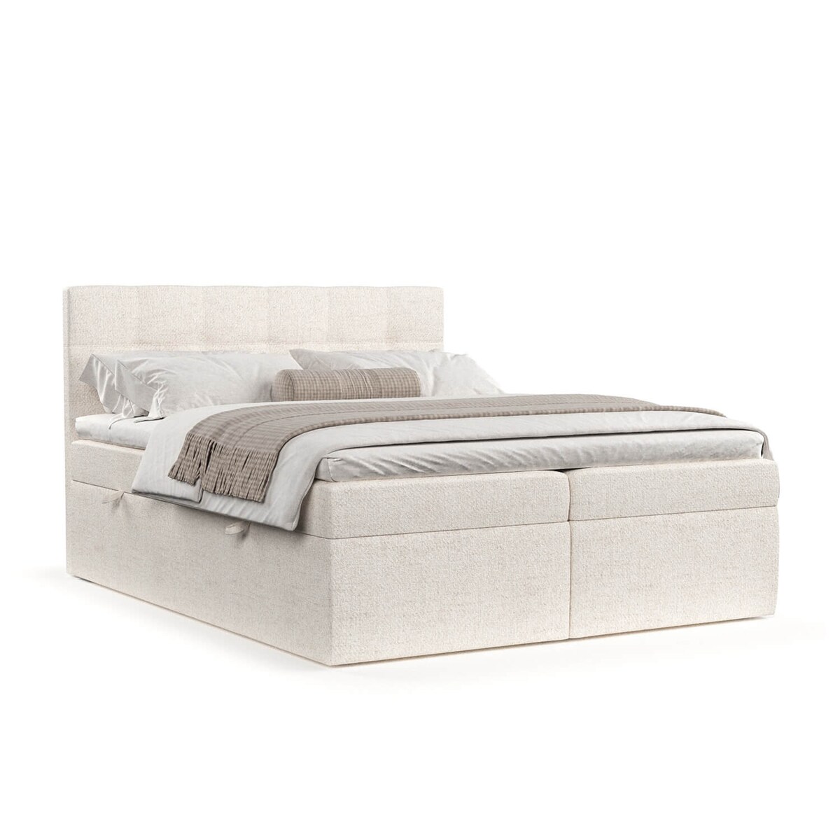 Łóżko tapicerowane LEAN 180x200 z pojemnikiem, Kremowy, tkanina Neve 02
