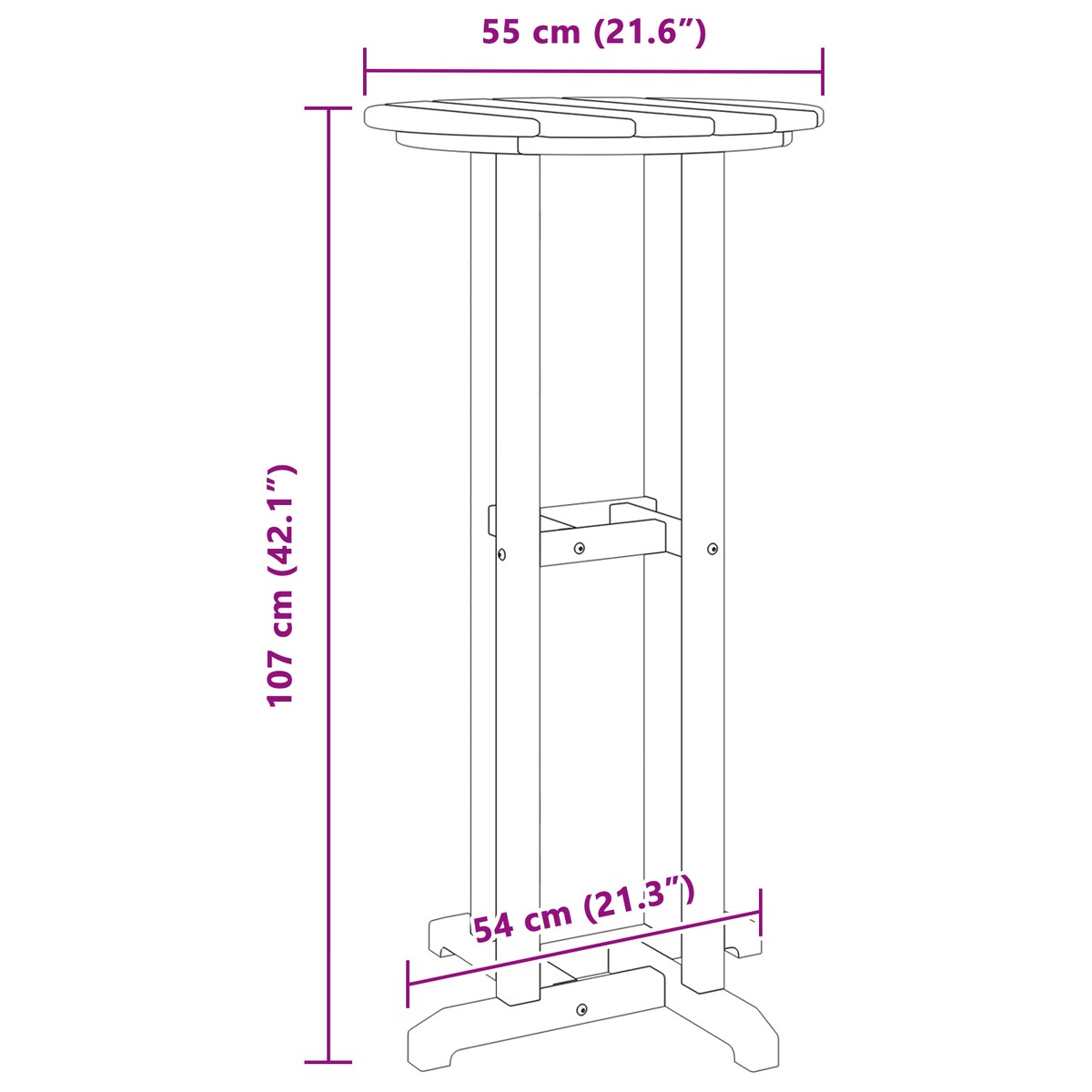vidaXL Stół Barowy Jasnoszary 55x55x107 cm HDPE