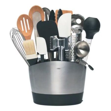 Pojemnik na narzędzia kuchenne stalowy, 21 × 12 × 16 cm, Oxo