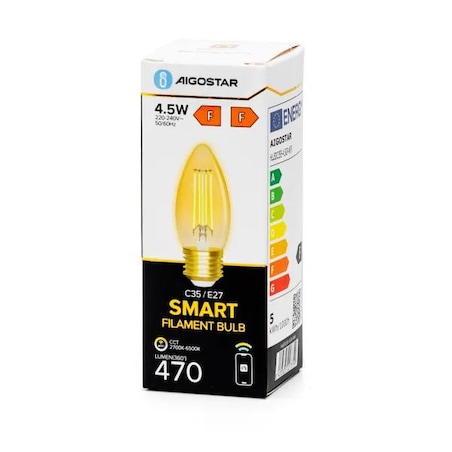 inteligentna żarówka wb c35 e27 wi-fi (bursztynowa)