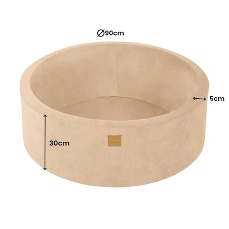 Okrągły Suchy Basen dla Dziecka 90x30cm/200 Piłek 7cm, Velvet, Ecru: Białe/Beżowe