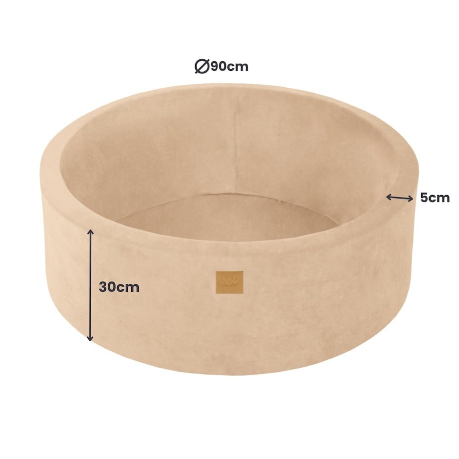 Okrągły Suchy Basen dla Dziecka 90x30cm/200 Piłek 7cm, Velvet, Ecru: Białe/Beżowe