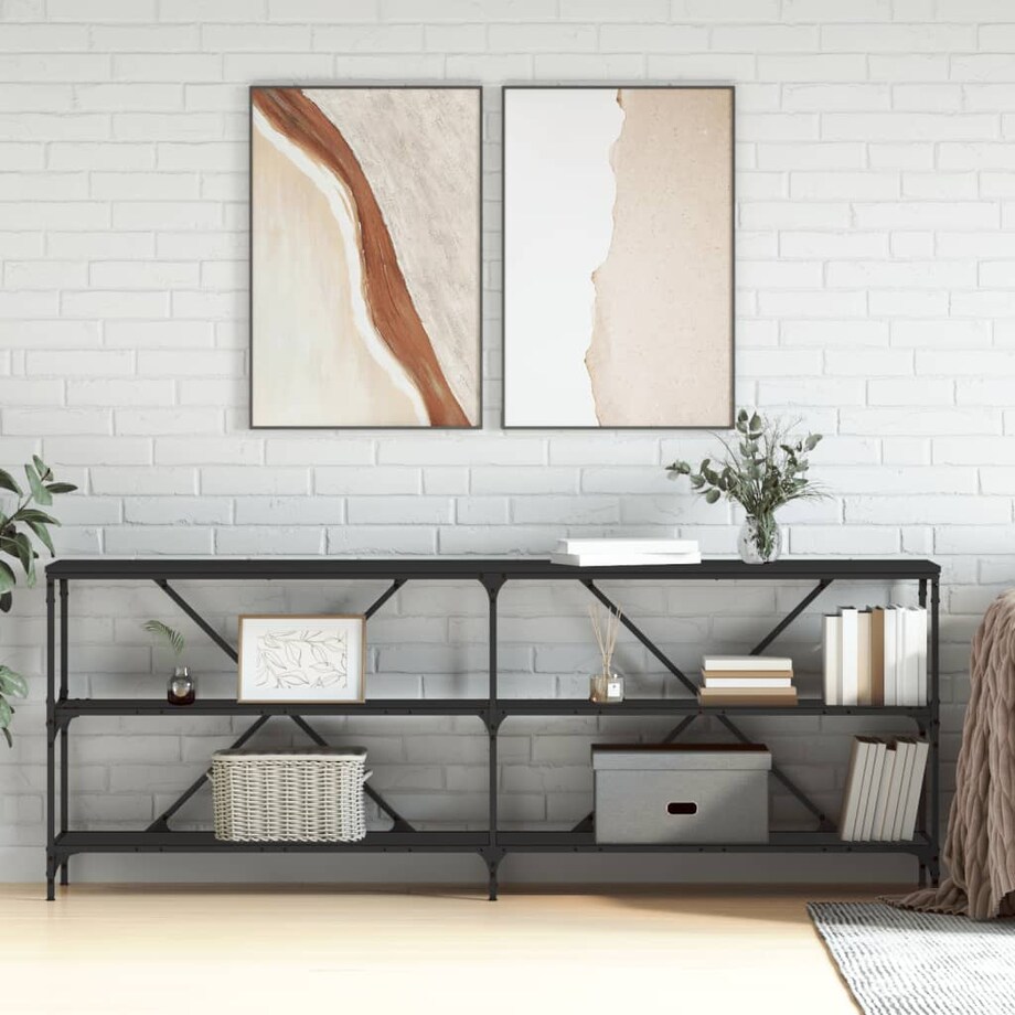 vidaXL Stolik konsolowy, czarny, 200x30x75 cm, materiał drewnopochodny