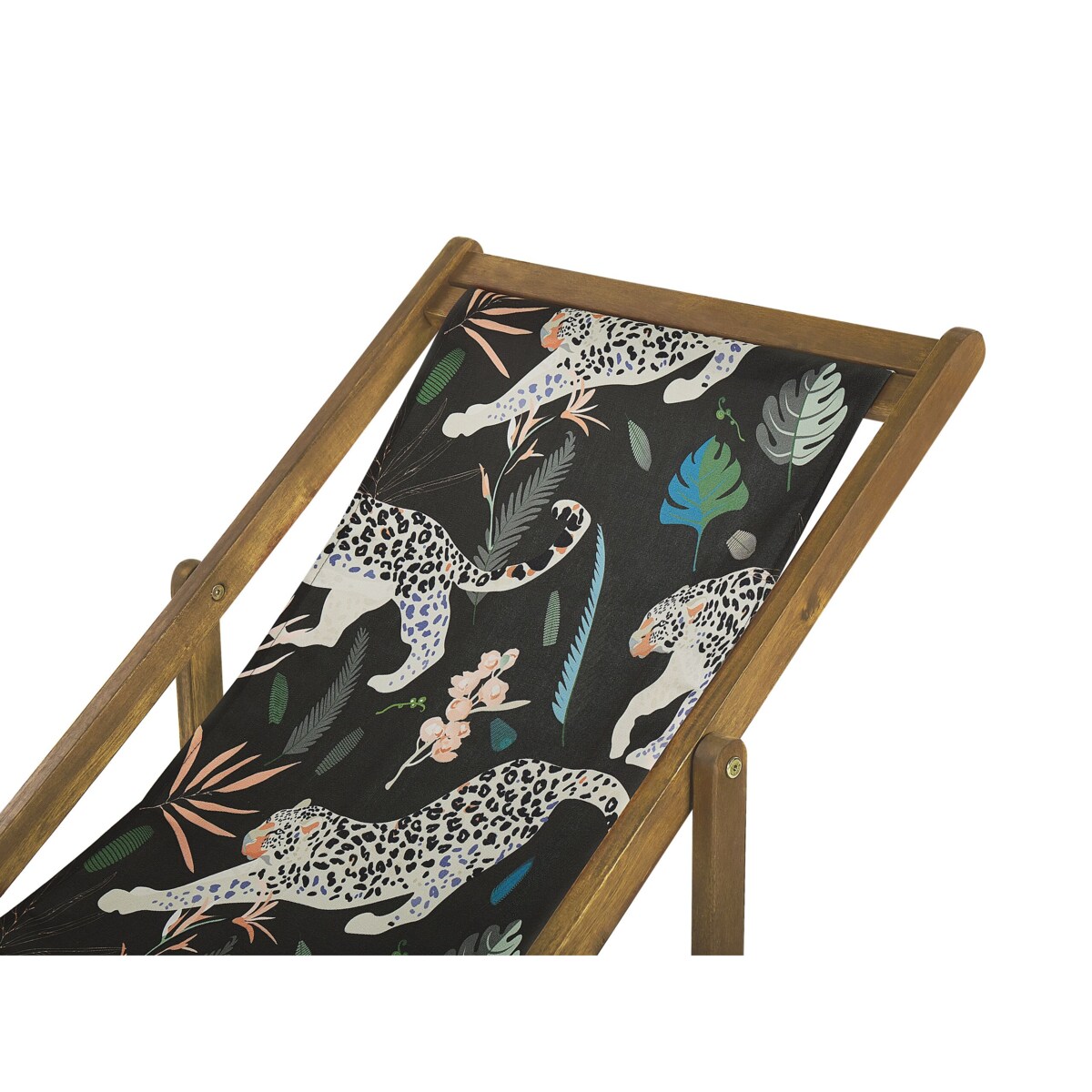 Zestaw 2 leżaków ogrodowych jasne drewno akacjowe wzór w zwierzęta ANZIO