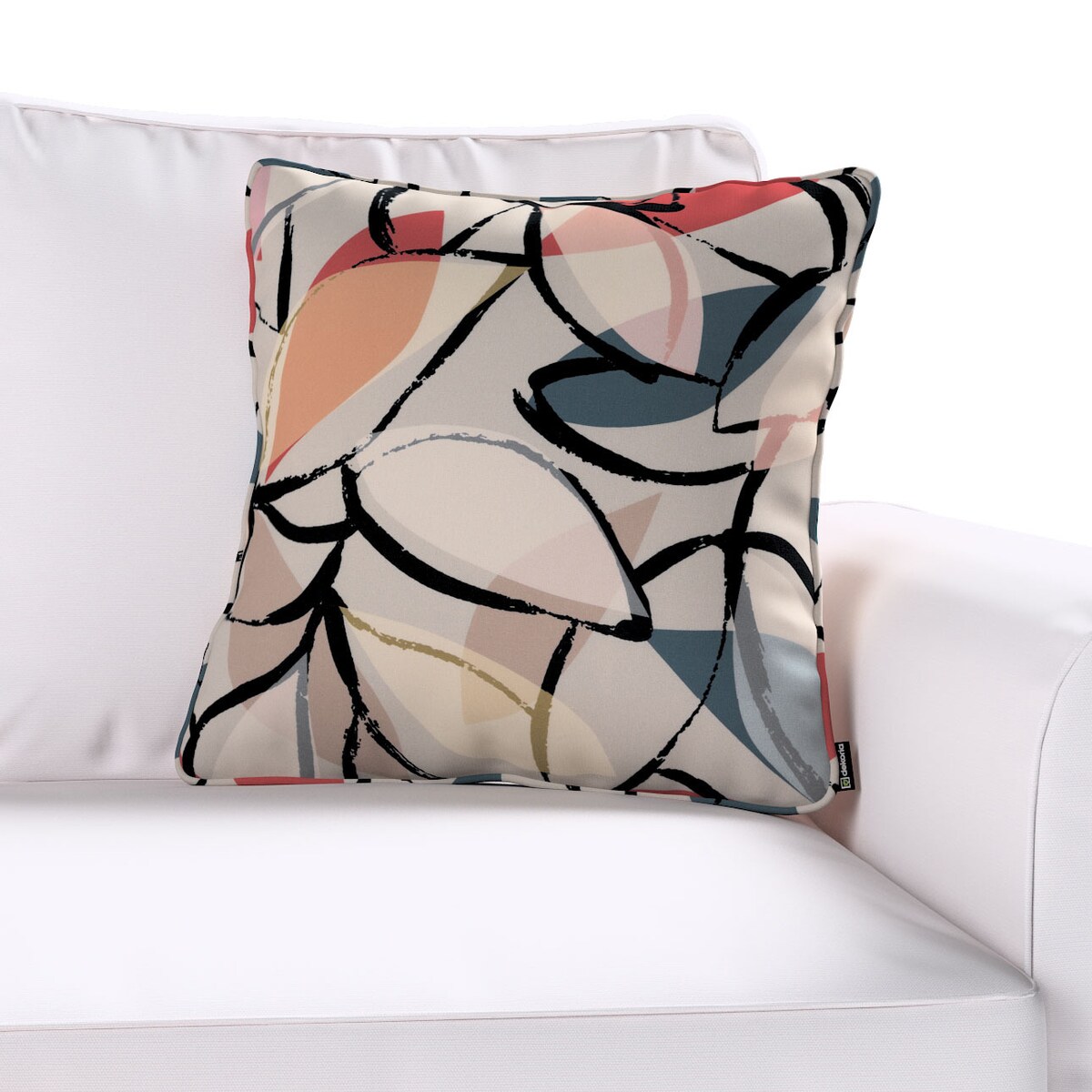 Poszewka Gabi na poduszkę 60x60 różowo-szare motywy roślinne