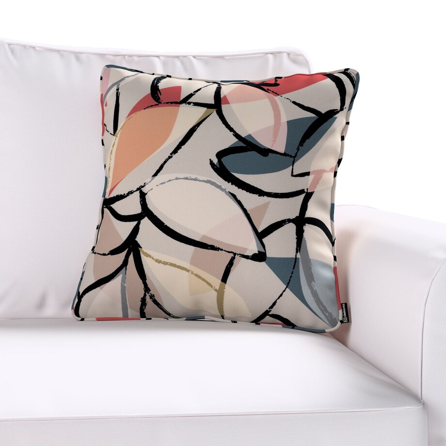 Poszewka Gabi na poduszkę 60x60 różowo-szare motywy roślinne