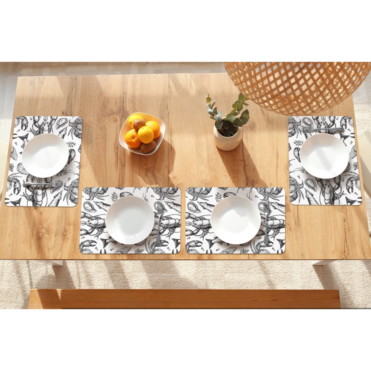 Komplet mat pod talerz Owoce morza, 6 szt. 45x30cm