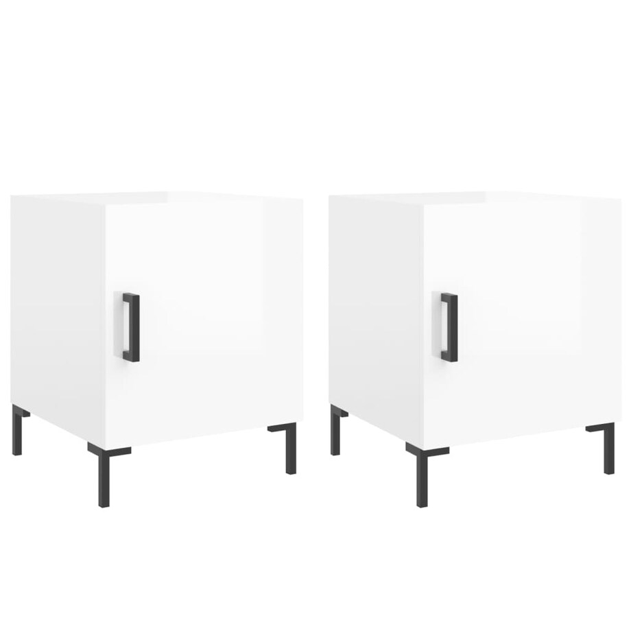 vidaXL Szafki nocne, 2 szt., białe z połyskiem, 40x40x50 cm