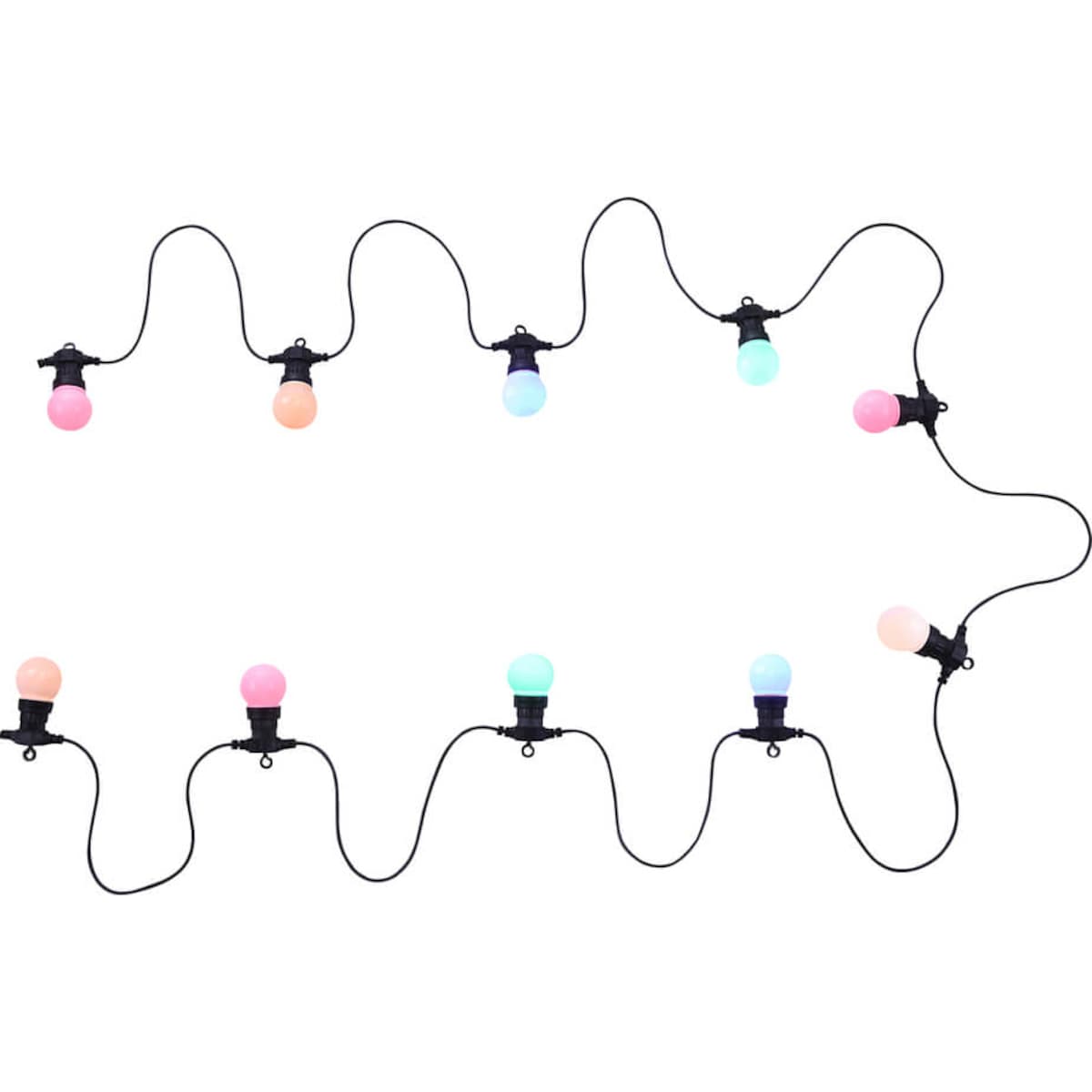 Zewnętrzny łańcuch świetlny z żarówkami 4,5m 10 LED 0,3W multikolor