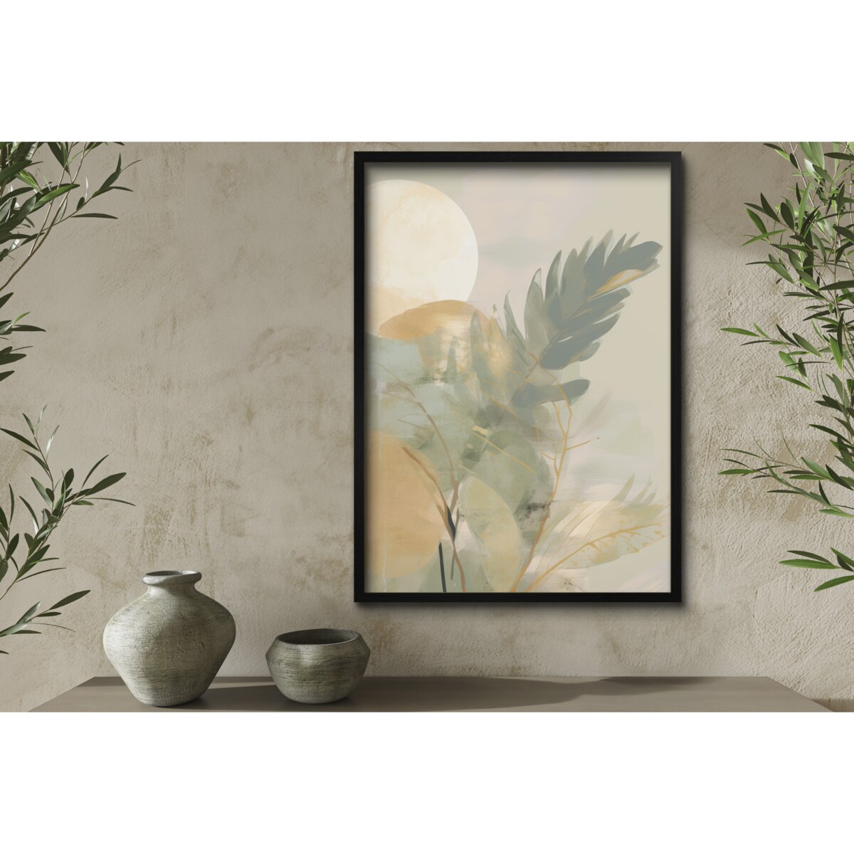 Pastelowy Plakat Obraz Grafika na ścianę do salonu biura sypialni Liście