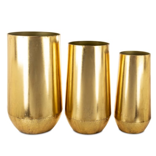 Osłonka 3 szt. metalowe 77x25 i 70x20 i 62x25 cm bardzo wysokie złote