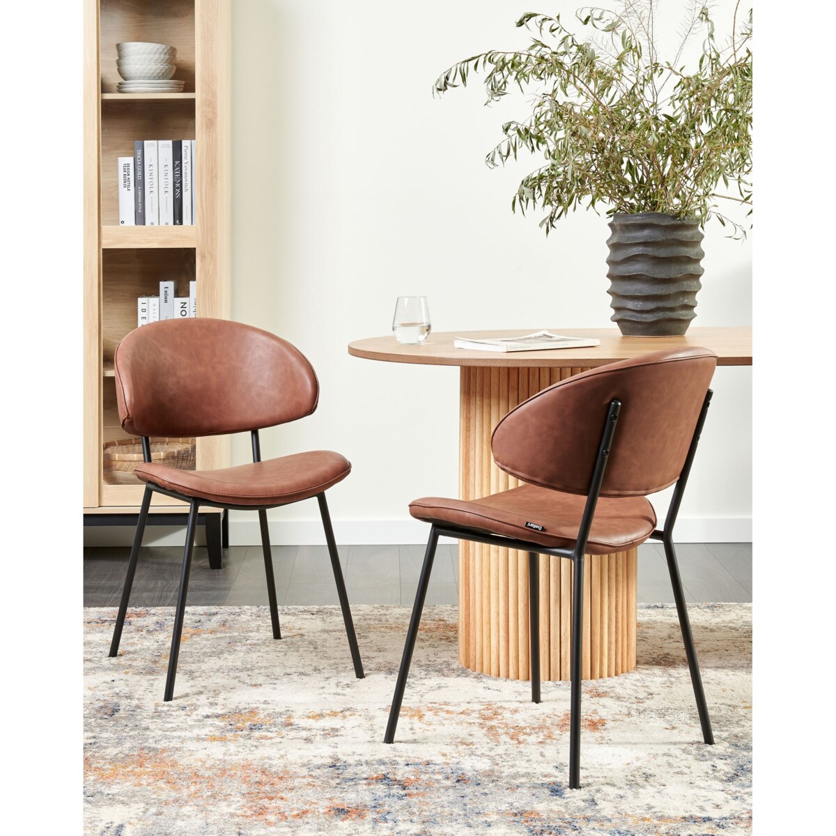 Krzesło do jadalni Zestaw 2 Skóra ekologiczna Brązowy KIANA