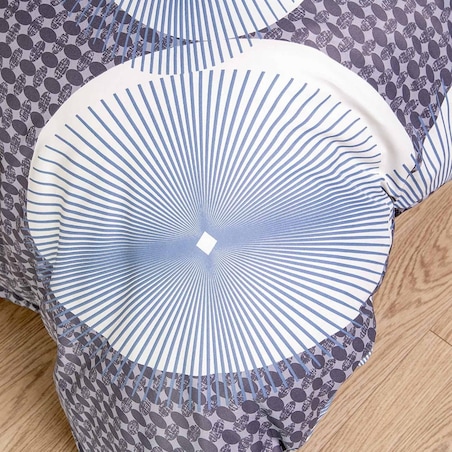 Pościel satyna bawełniana 200x220 Exclusive Enno biała w niebieskie koła