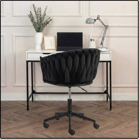 Fotel biurowy obrotowy krzesło biurowe wygodne do biurka regulowany czarne