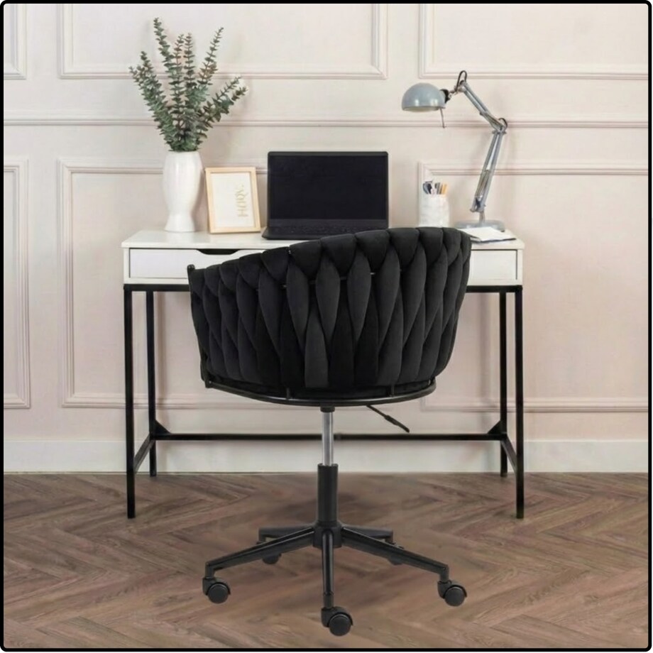 Fotel biurowy obrotowy krzesło biurowe wygodne do biurka regulowany czarne