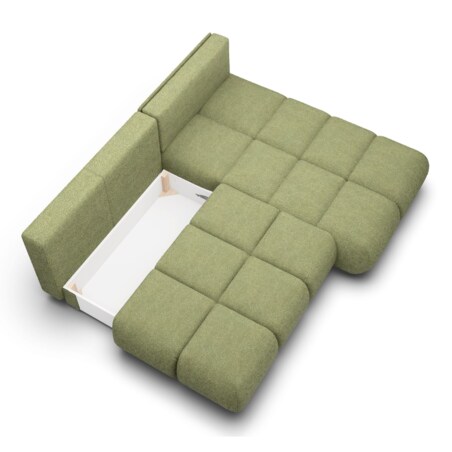 Pikowany Narożnik MILA rozkładany bez boczków prawy zielony