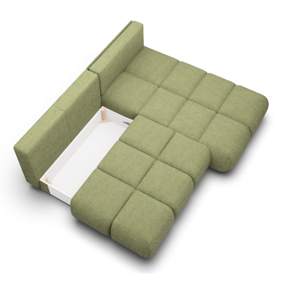 Pikowany Narożnik MILA rozkładany bez boczków prawy zielony