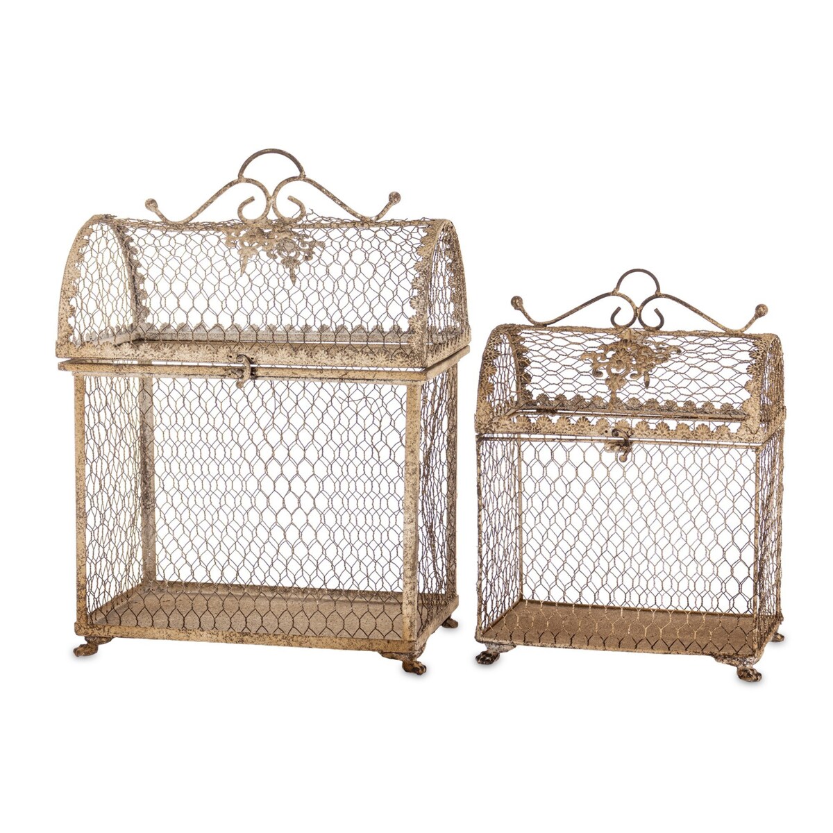 Klatki dekoracyjne metalowe 2 szt. 50x35x23 i 39x27x18 cm KAGOJ