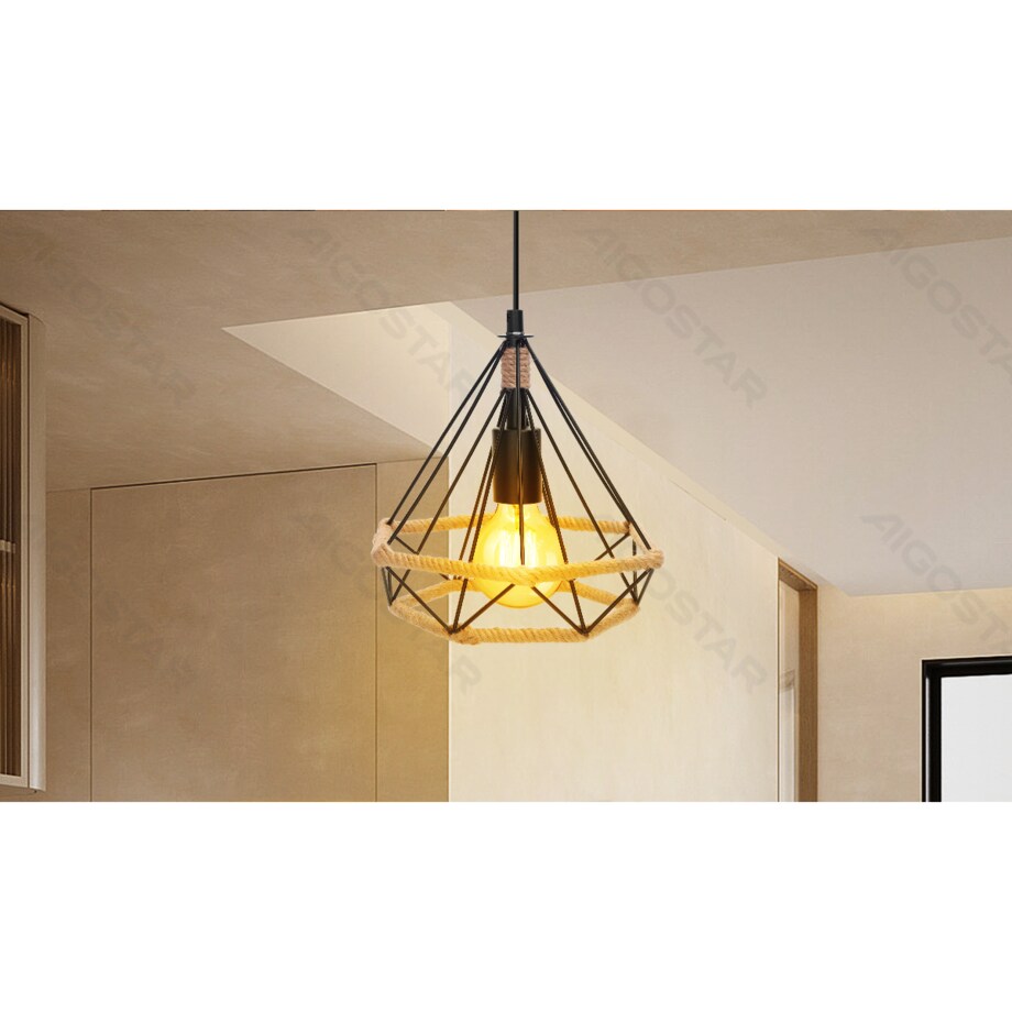 żyrandol metal z liną industrial czarny