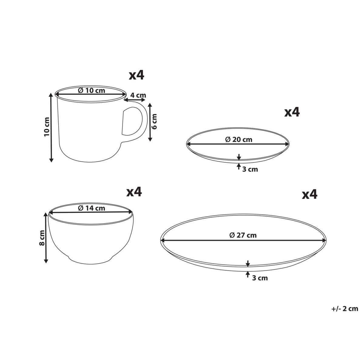 Zastawa stołowa 16-częściowa CINNAMON Kamionka Złamana biel