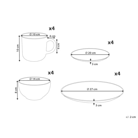 Zastawa stołowa 16-częściowa CINNAMON Kamionka Złamana biel