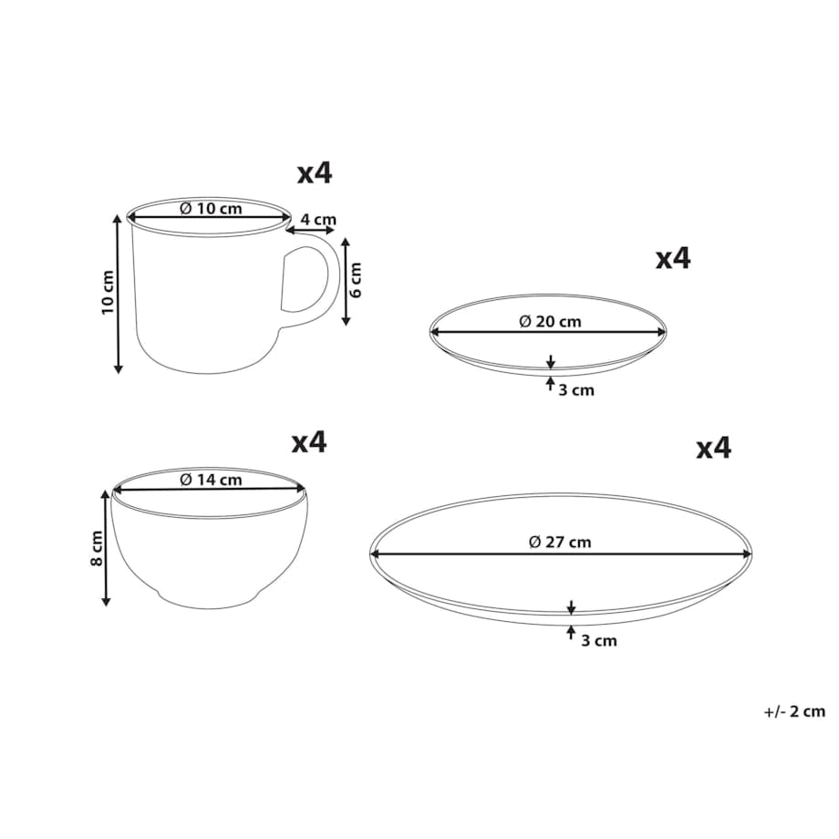 Zastawa stołowa 16-częściowa CINNAMON Kamionka Złamana biel