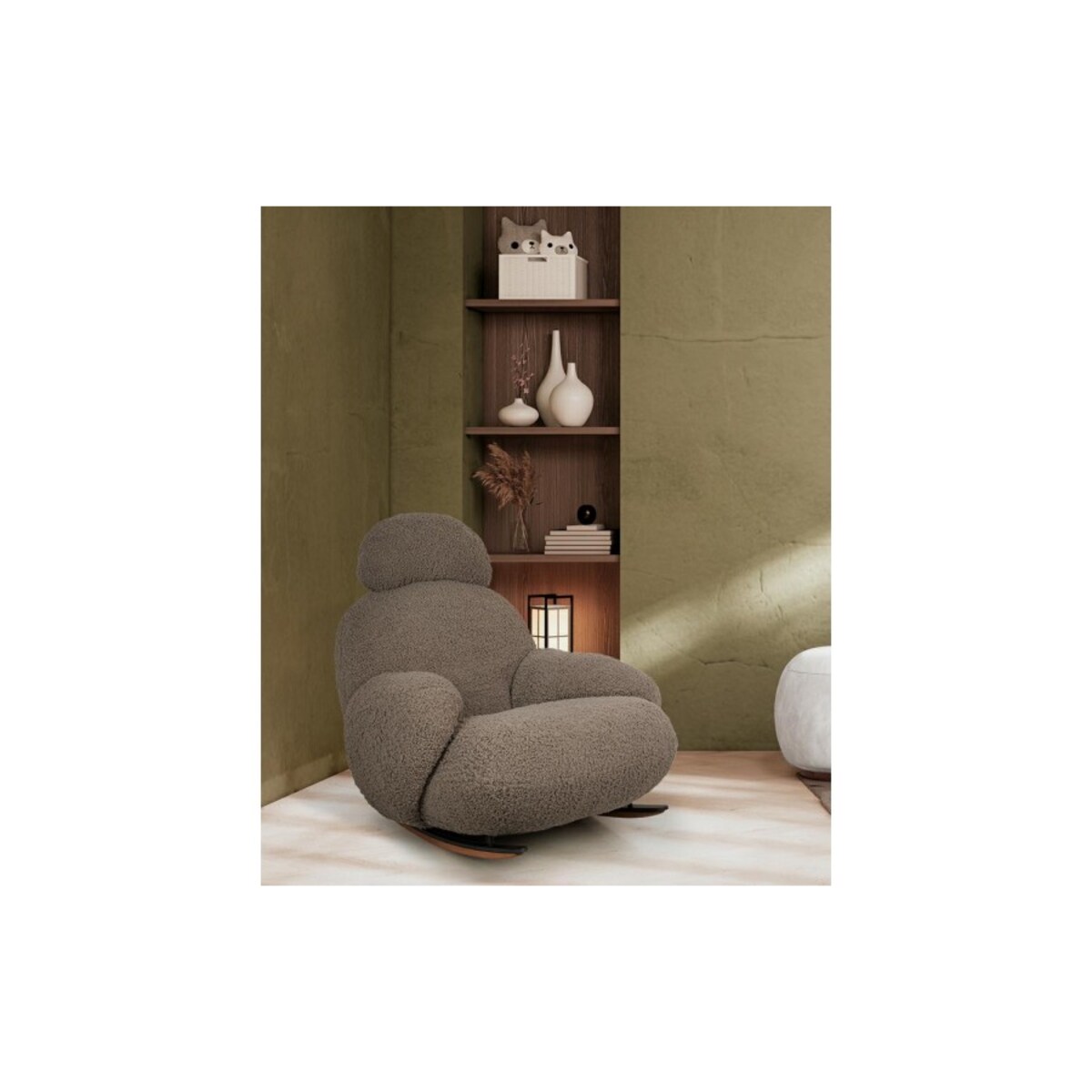 Pluszowy fotel bujany PLUSH TEDDY KH0101009574 ciemny beżowy, King Home