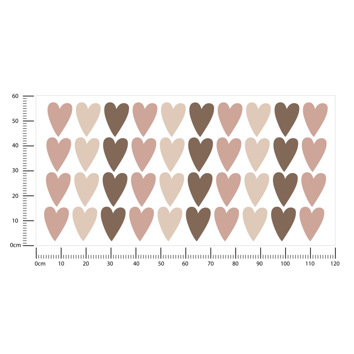 Naklejki Na Ścianę Dla Dzieci Beżowe Pastelowe SERDUSZKA Serca ZESTAW