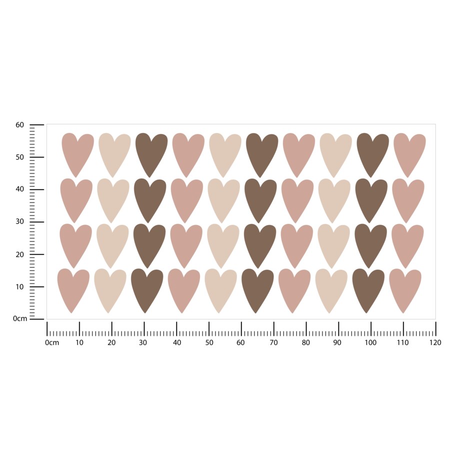 Naklejki Na Ścianę Dla Dzieci Beżowe Pastelowe SERDUSZKA Serca ZESTAW