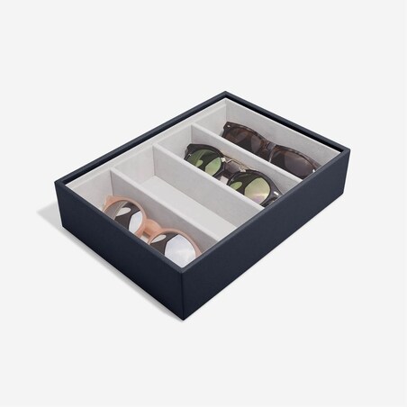 Pudełko na okulary Stackers Classic Pebble granatowe 4 komorowe