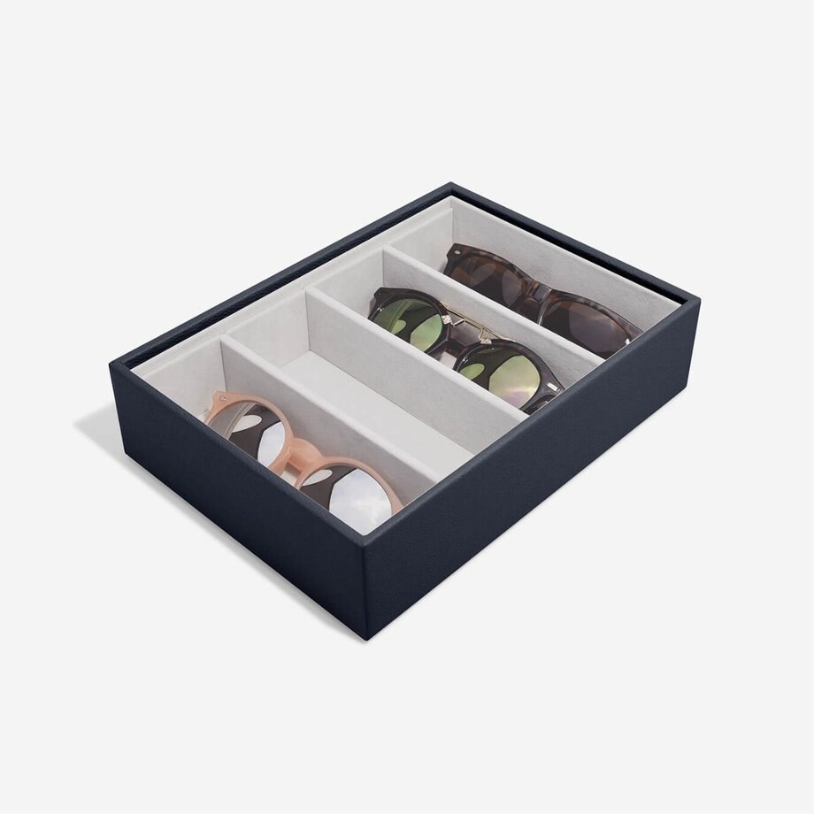 Pudełko na okulary Stackers Classic Pebble granatowe 4 komorowe