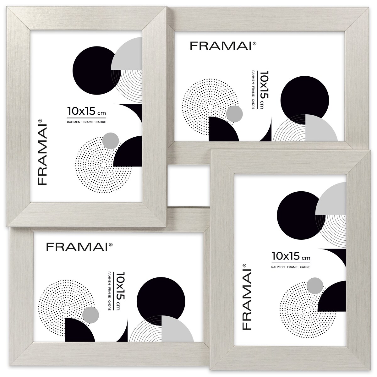 Multirama ramka na zdjęcia. Srebrna multirama na cztery zdjęcia 10x15 cm Ramka na zdjęcia 4 w 1 MULTI HEN S FRAMAI