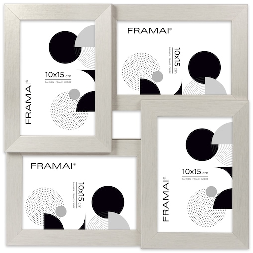 Multirama ramka na zdjęcia. Srebrna multirama na cztery zdjęcia 10x15 cm Ramka na zdjęcia 4 w 1 MULTI HEN S FRAMAI