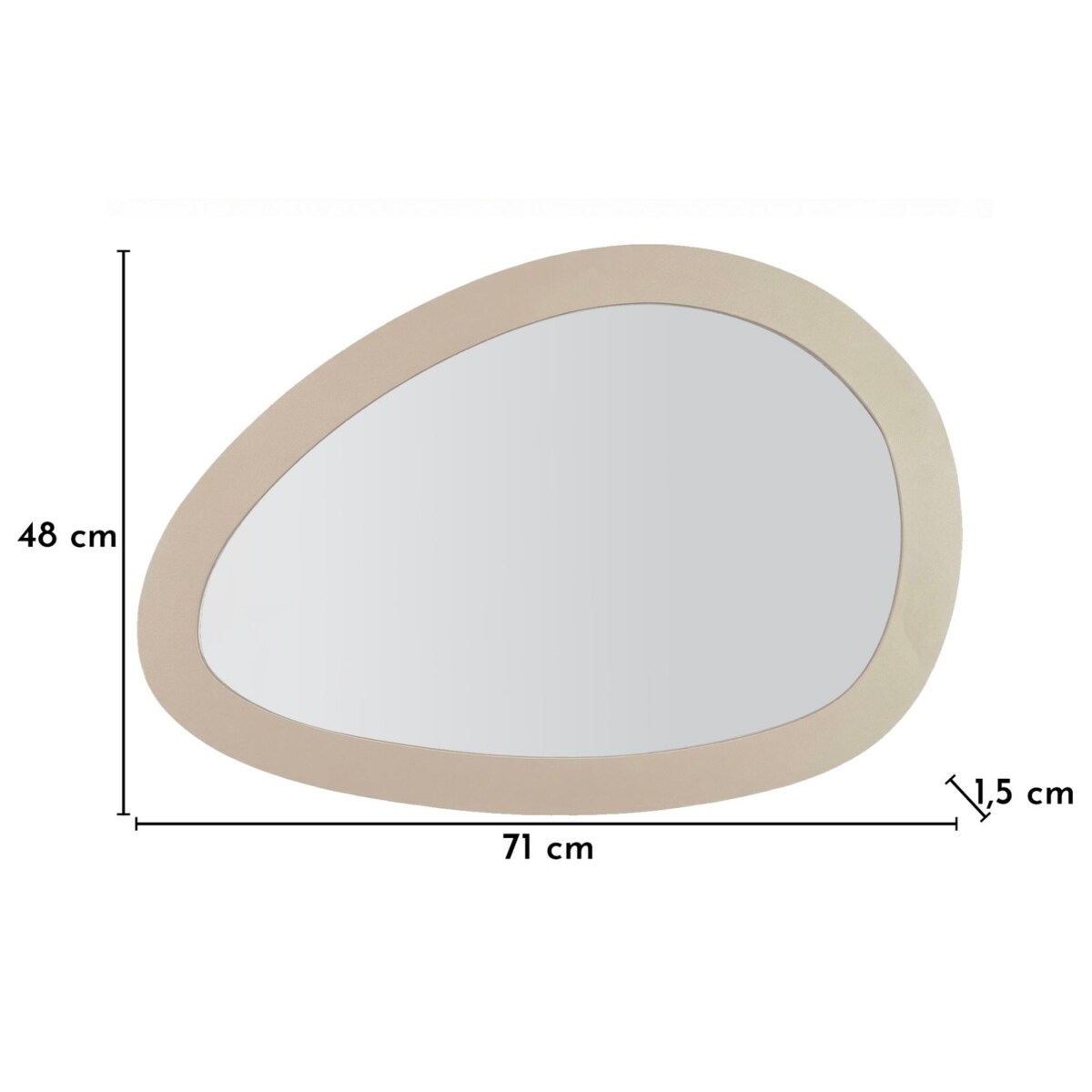 Lustro ścienne Saturno, kolor szarobeżowy, żelazo i płyta MDF, 71 x 1,5 x 48 cm, do salonu i przedpokoju, Mauro Ferretti